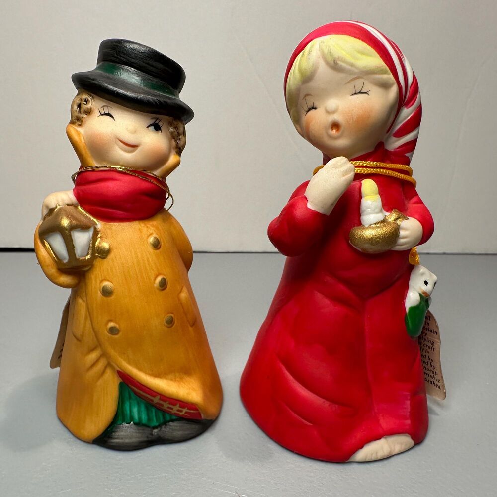 Vintage 1978 Jasco Merri Bells Christmas Bell Bisque Porcelain Figurines